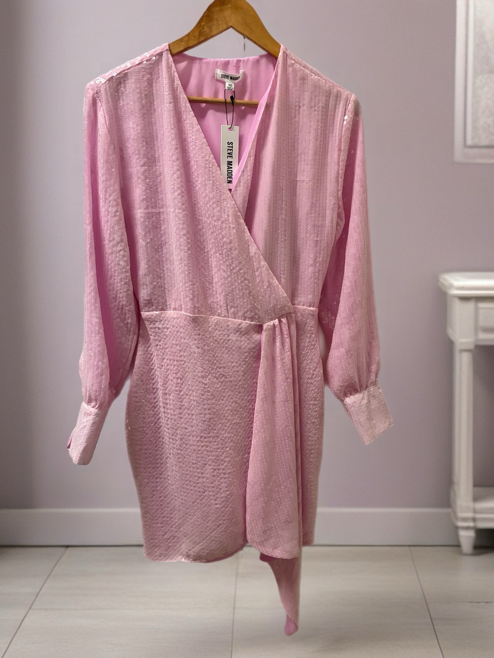 Steve Madden Light Pink Sequin Textured Dress
